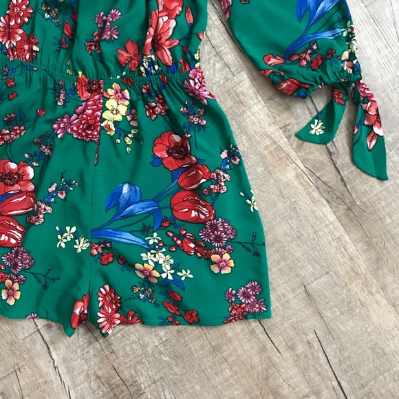 As U Wish Green & Floral Romper - Picture 2 of 8